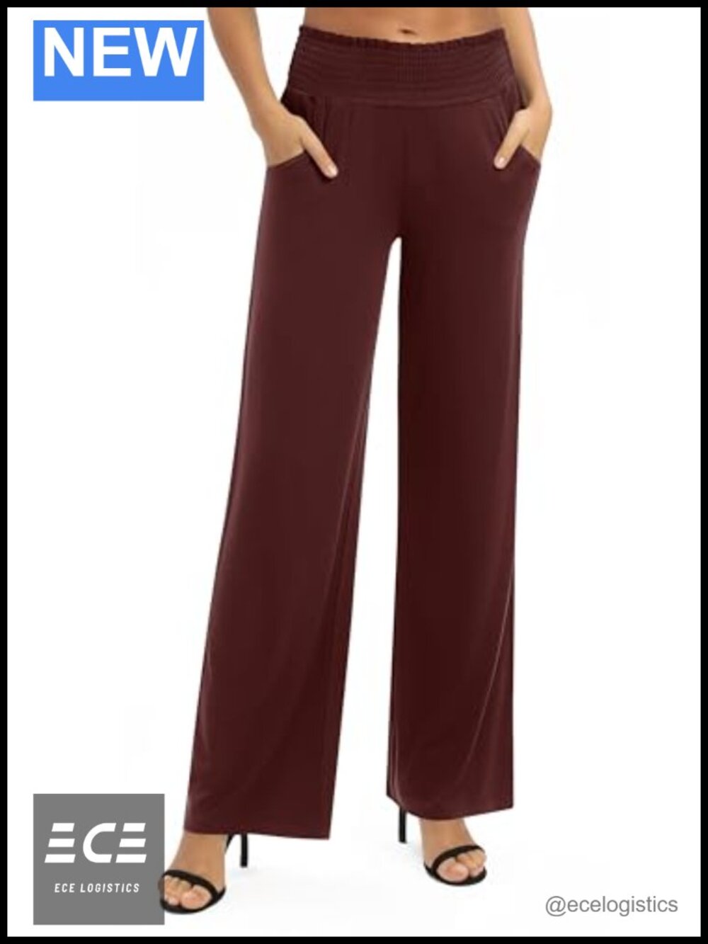 Wide Leg Palazzo Pants High Waist Flowy Trousers with Pockets